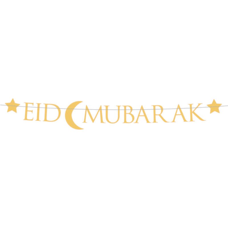 Amscan Striscione Eid Mubarak 3,65 M – Oro/Blu/Viola – Con Stelle E Mezzaluna – Decorazione Festa