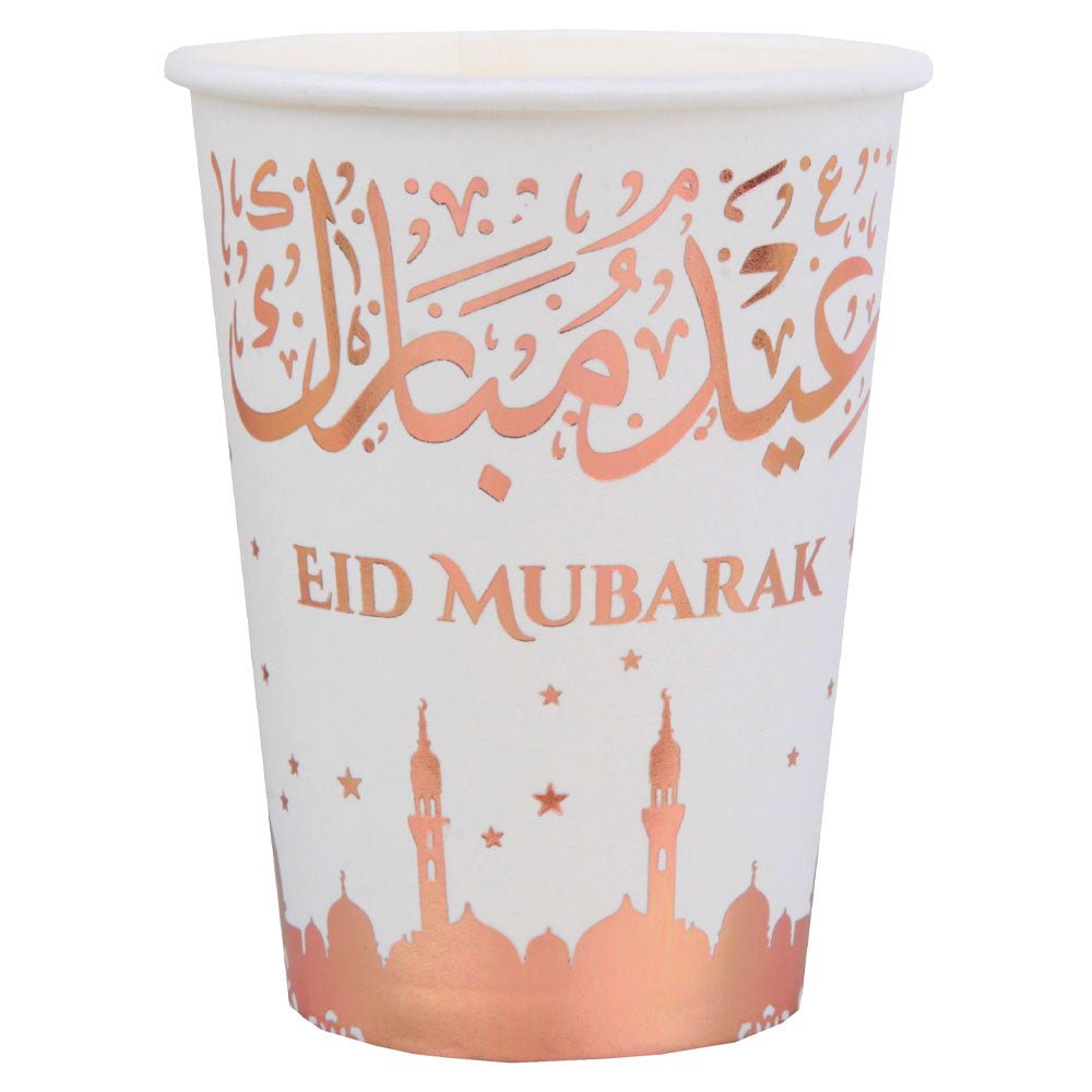 Eid Mubarak Paper Cups Rose Gold – Party Plush