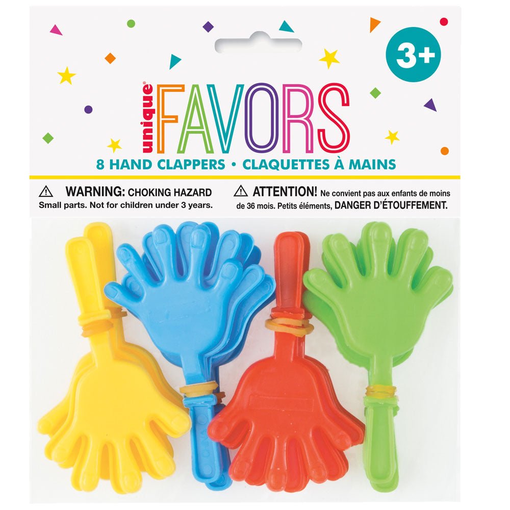 Mini Hand Clappers Multicolor Plastic 8cm 8-Pack – Party Plush