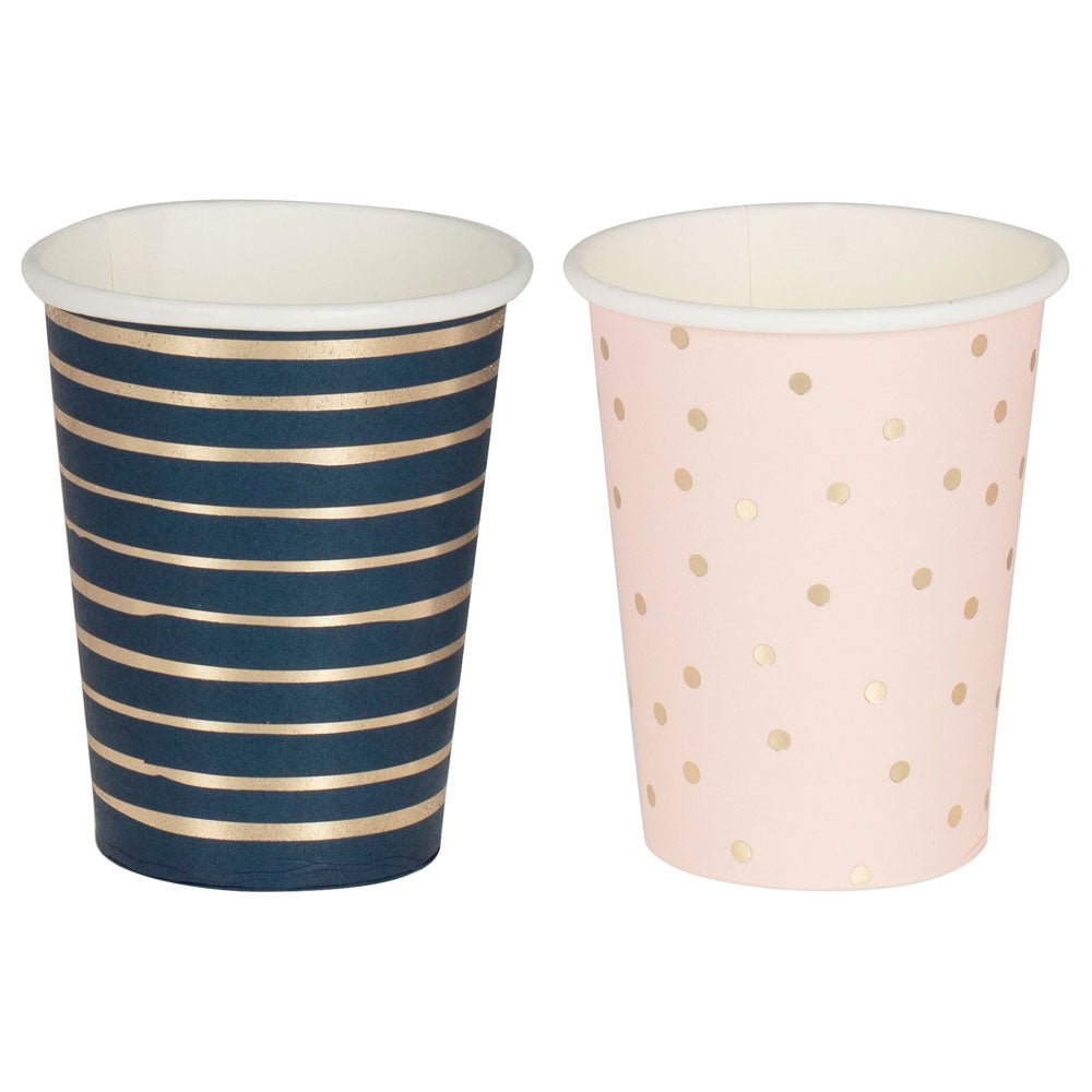 Disposable Paper Cups Pastel Pink Blue 266ml 8-Pack – Party Plush